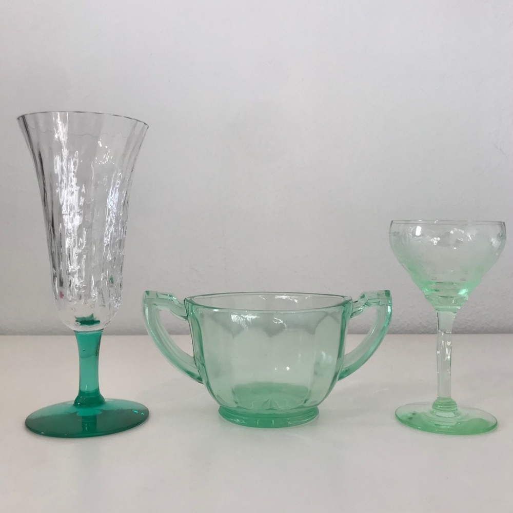 Green Depression Glass Cups